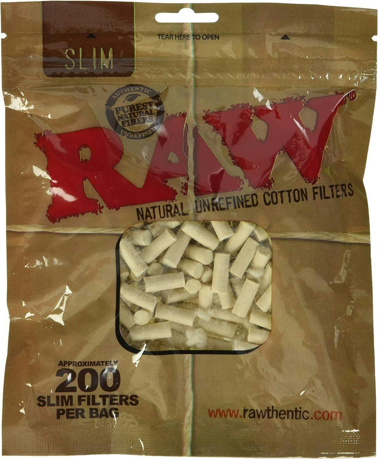 Raw Slim Natural Unrefined Cotton Filter Tips 200pcs