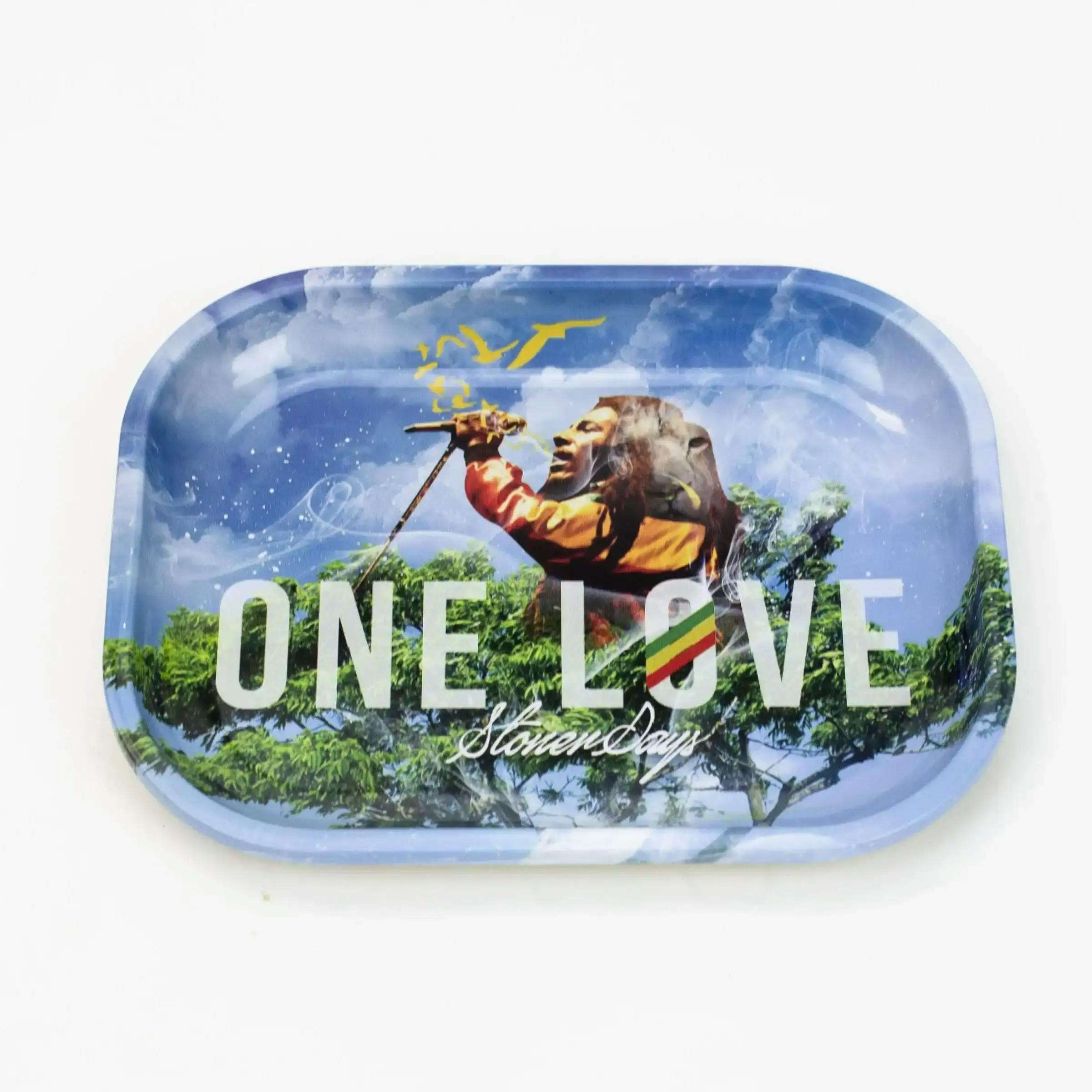 Small Metal Rolling Tray - One Love