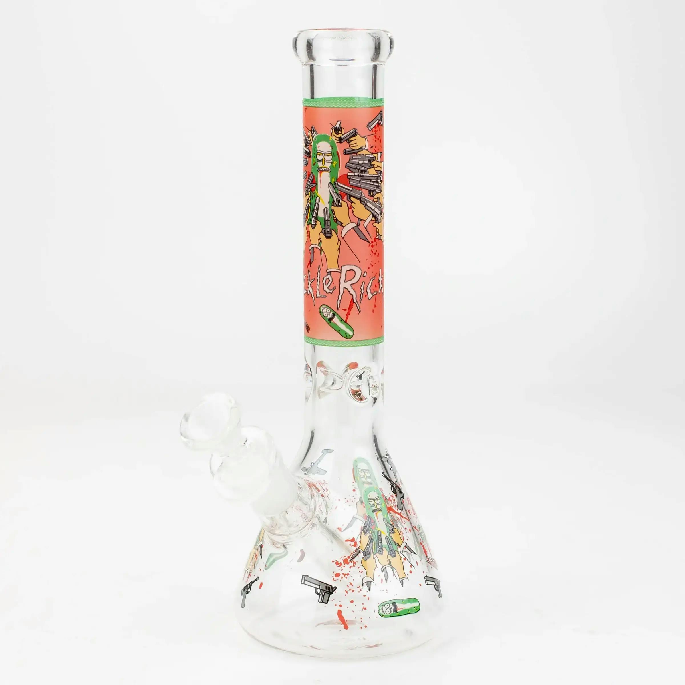 10" Rick & Morty Decal Glow In The Dark Glass Water Bong