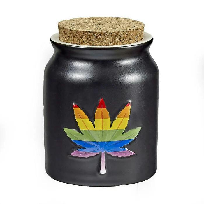 Stash Jar - Rainbow Leaf