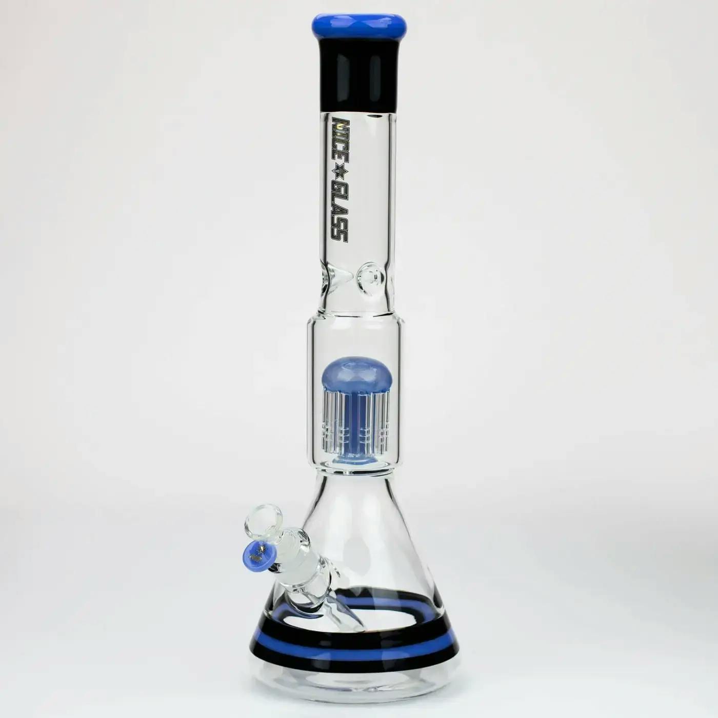Nice Glass - 17" 10-Arm Tree Beaker - Jade Blue