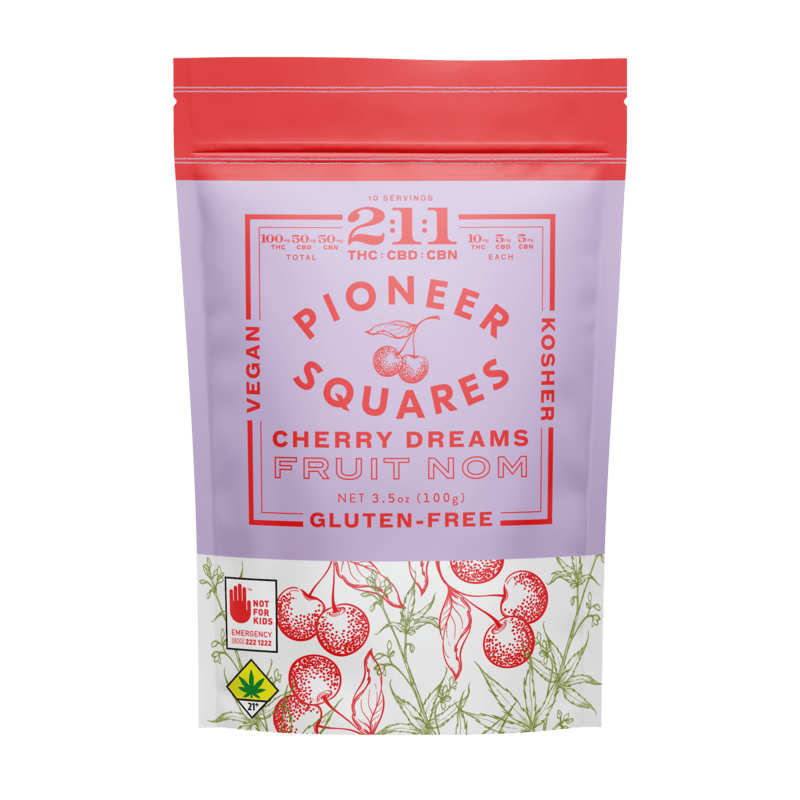 Pioneer Squares Edible Cherry Dreams 2:1:1 THC:CBD:CBN