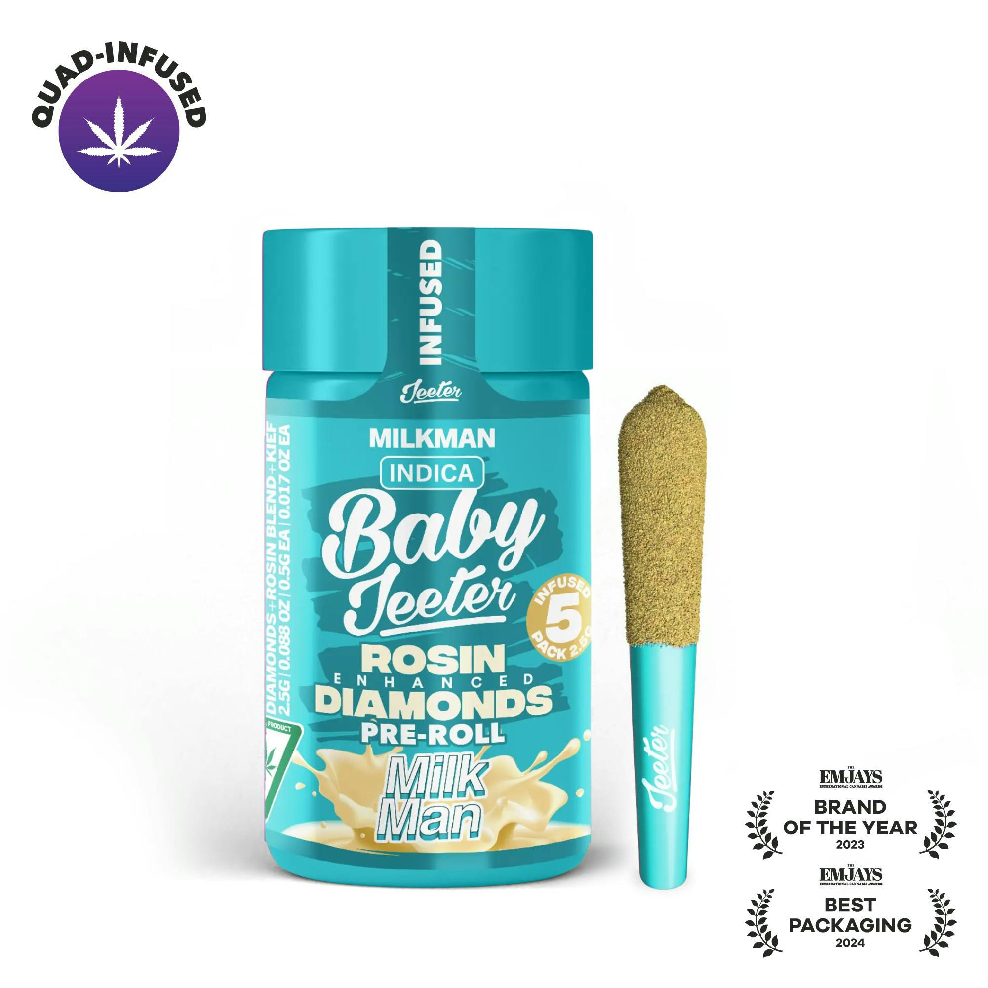 Jeeter | Baby Jeeter | Milkman | 5 Pack of 0.5g Infused Pre-rolls - 2.5 g - 5 Pack