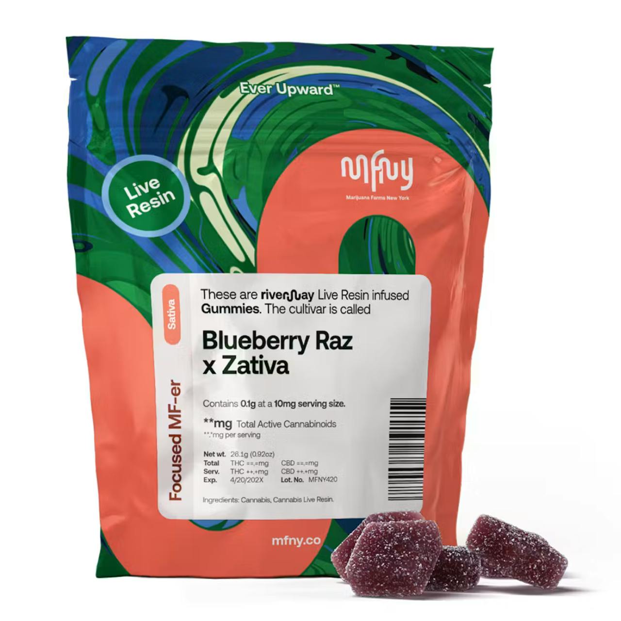 MFNY | Blueberry Raz x Zativa | 10 pack | Live Resin Gummies - 100 mg - 10 Pack