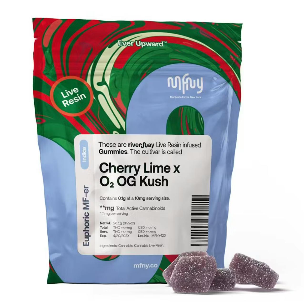 MFNY | Cherry Lime x O2 OG Kush | 10 pack | Live Resin Gummies - 100 mg - 10 Pack