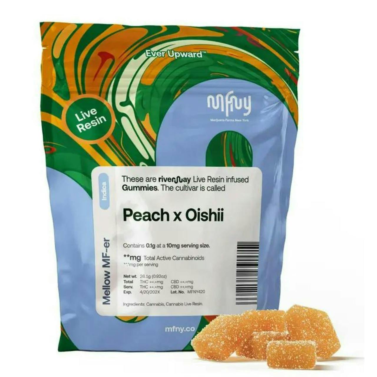 MFNY | Peach x Oishii Live Resin Gummies | 10 pack | Live Resin Gummies - 100 mg - 10 Pack