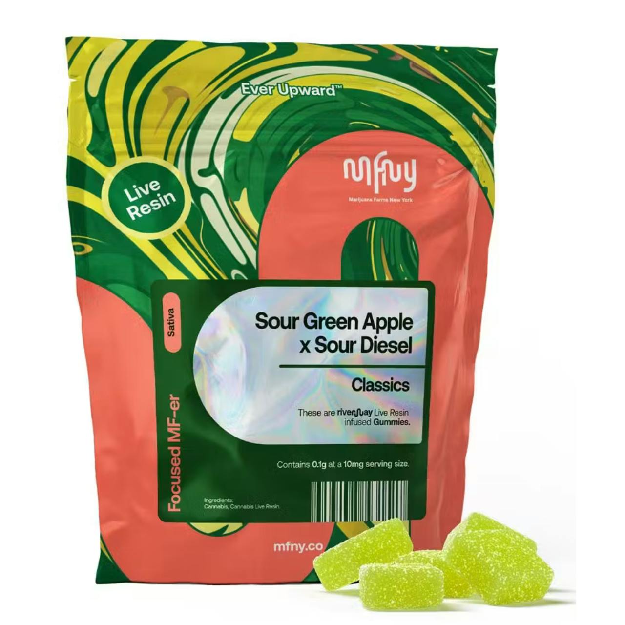 MFNY | Sour Green Apple x Sour Diesel | 10 pack | Live Resin Gummies - 100 mg - 10 Pack