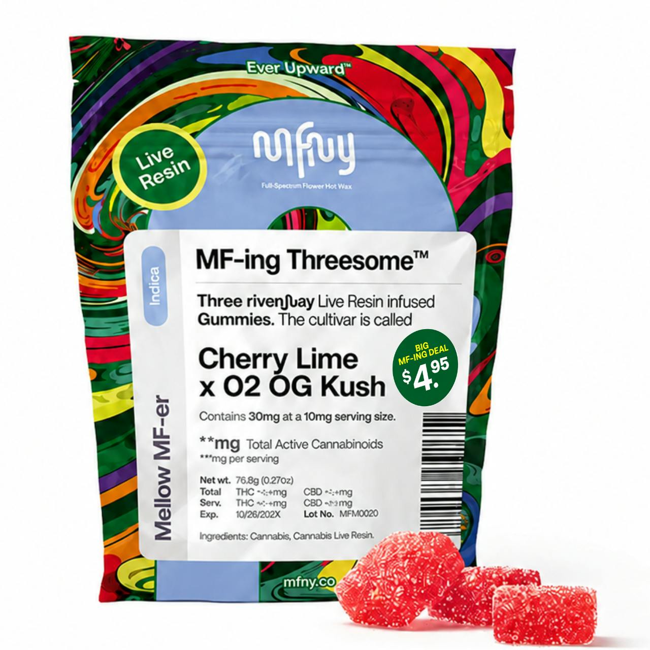 MFNY | Cherry Lime x O2 OG Kush | 3 pack | Live Resin Gummies - 30 mg - 3 Pack at Carry-On Cannabis