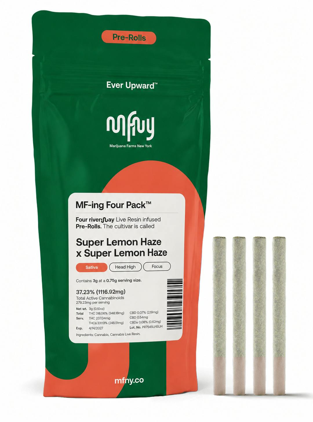 MFNY | Super Lemon Haze x Super Lemon Haze | 4 Pack of 0.75g | Live Resin Infused Pre-Rolls - 3 g...