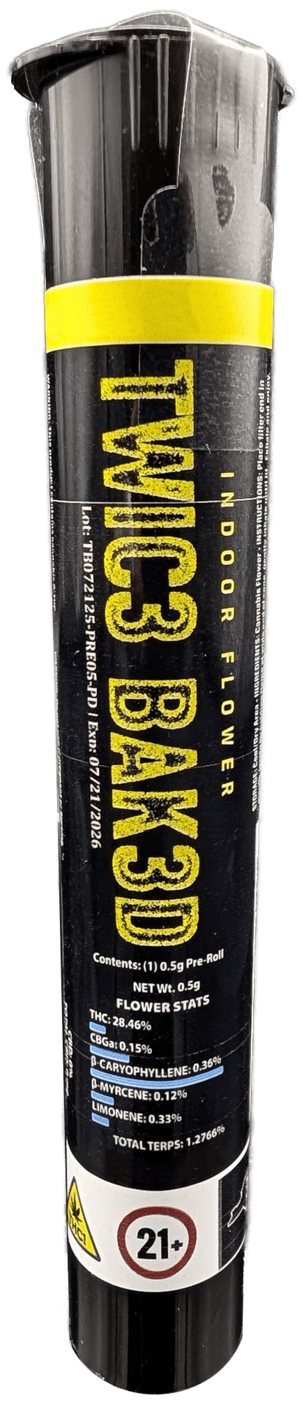 TWIC3 BAK3D | Sour Jedi OG | 2 pack of 0.5g | Pre-Rolls - 1 g - 2 Pack
