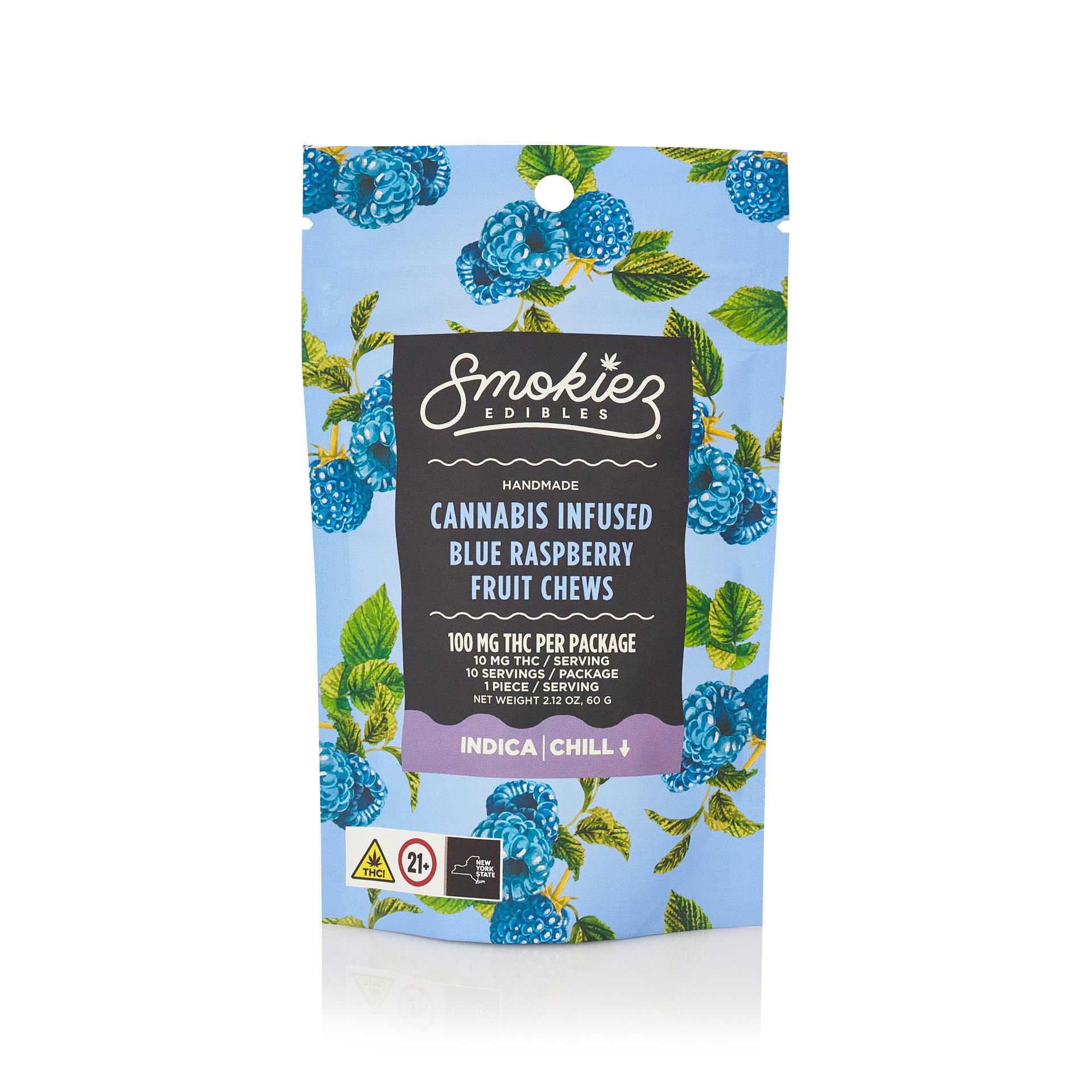 Smokiez | Sweet Blue Raspberry | Indica | 100mg | Scored Single Piece | Gummy - 100 mg