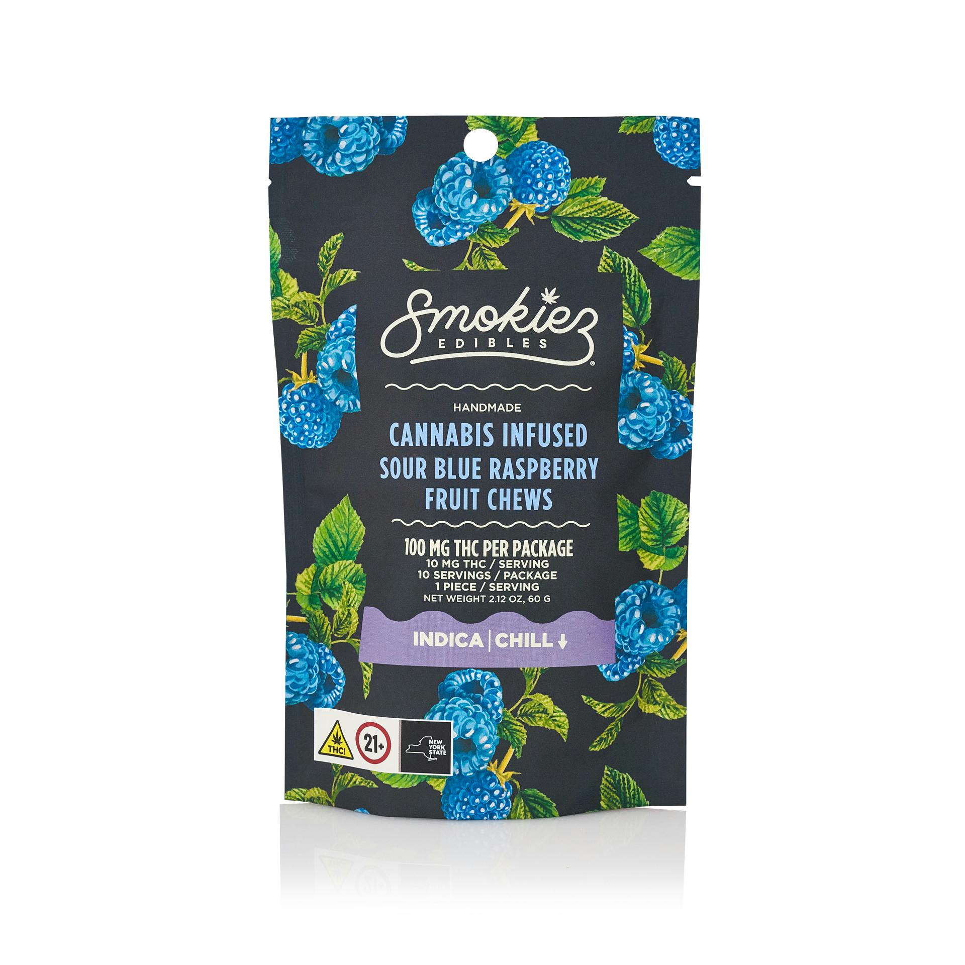 Smokiez | Sour Blue Raspberry | Indica | 100mg | Scored Single Piece | Gummy - 100 mg