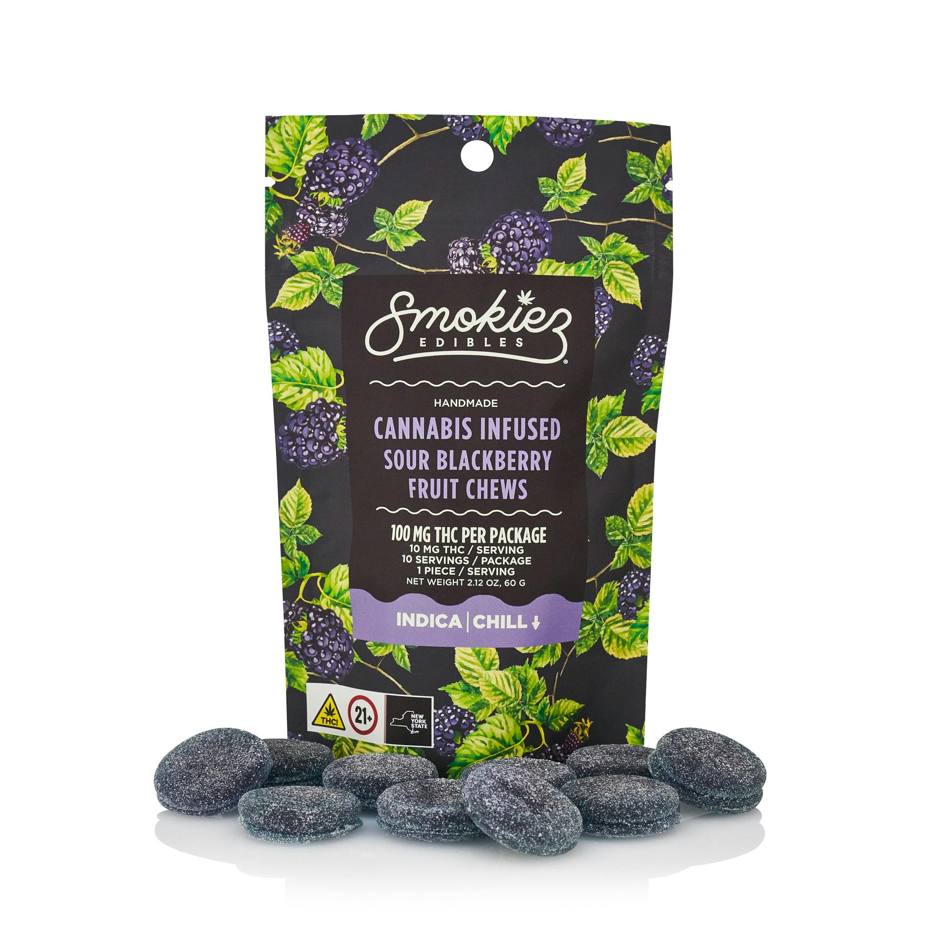 Smokiez | Sour Blackberry | Indica | 100mg | 10 Pack | Gummies - 100 mg - 10 Pack