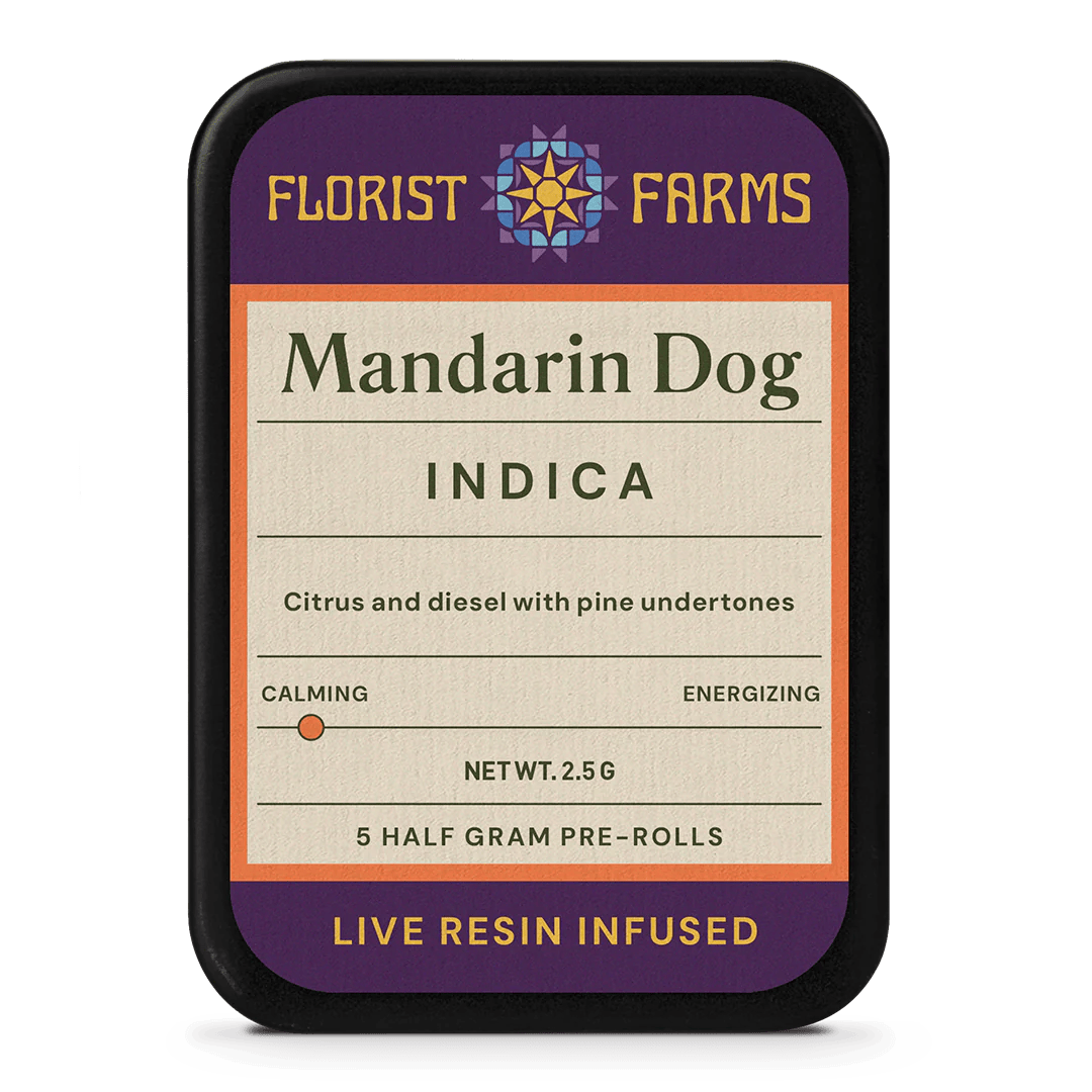 Florist Farms | Mandarin Dog | Live Resin Infused | 5 Pack | 0.5g | Pre-Rolls - 2.5 g - 5 Pack