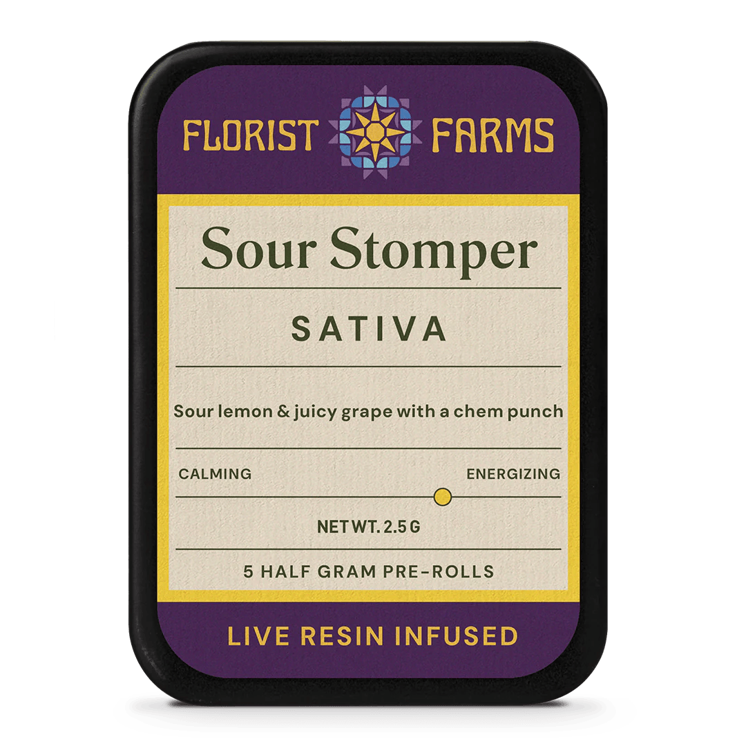 Florist Farms | Sour Stomper | Live Resin Infused | 5 Pack | 0.5g | Pre-Rolls - 2.5 g - 5 Pack