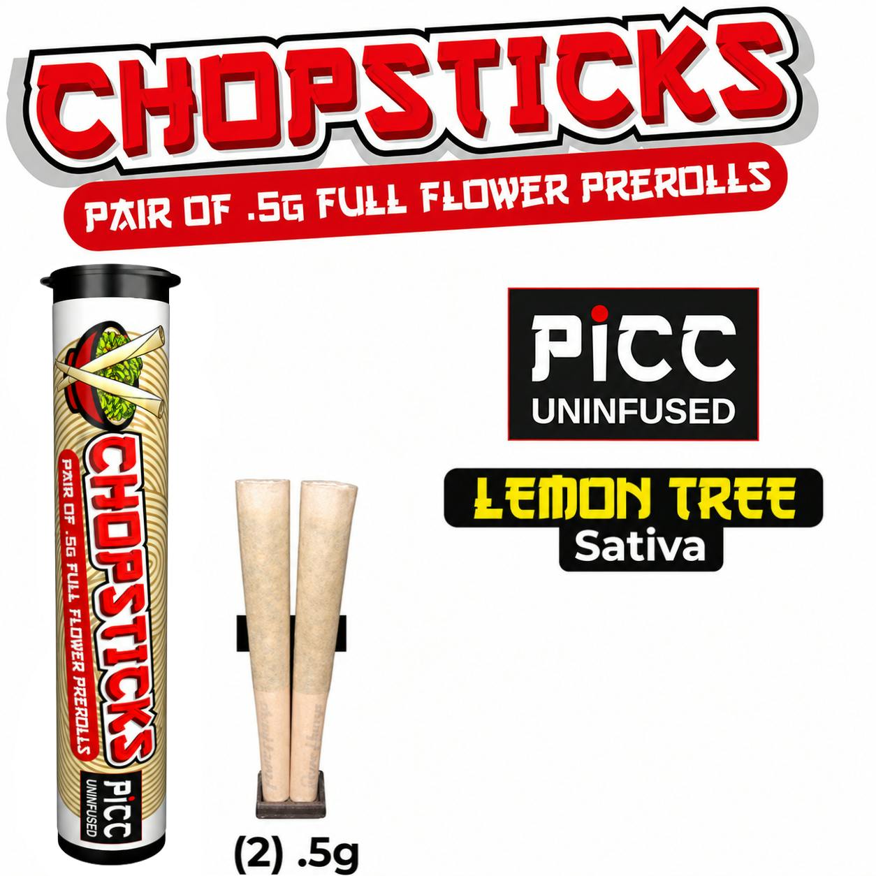 Picc | Chopsticks | Lemon Tree | 2 pack | 0.5g | Pre-rolls - 1 g - 2 Pack