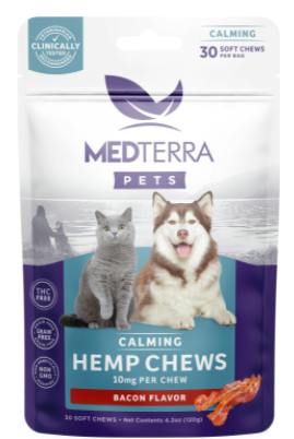 Pet CBD - Medterra - Soft Pet Chews - CALMING 300mg CBD (10mg/serving) - Bacon 30ct $30