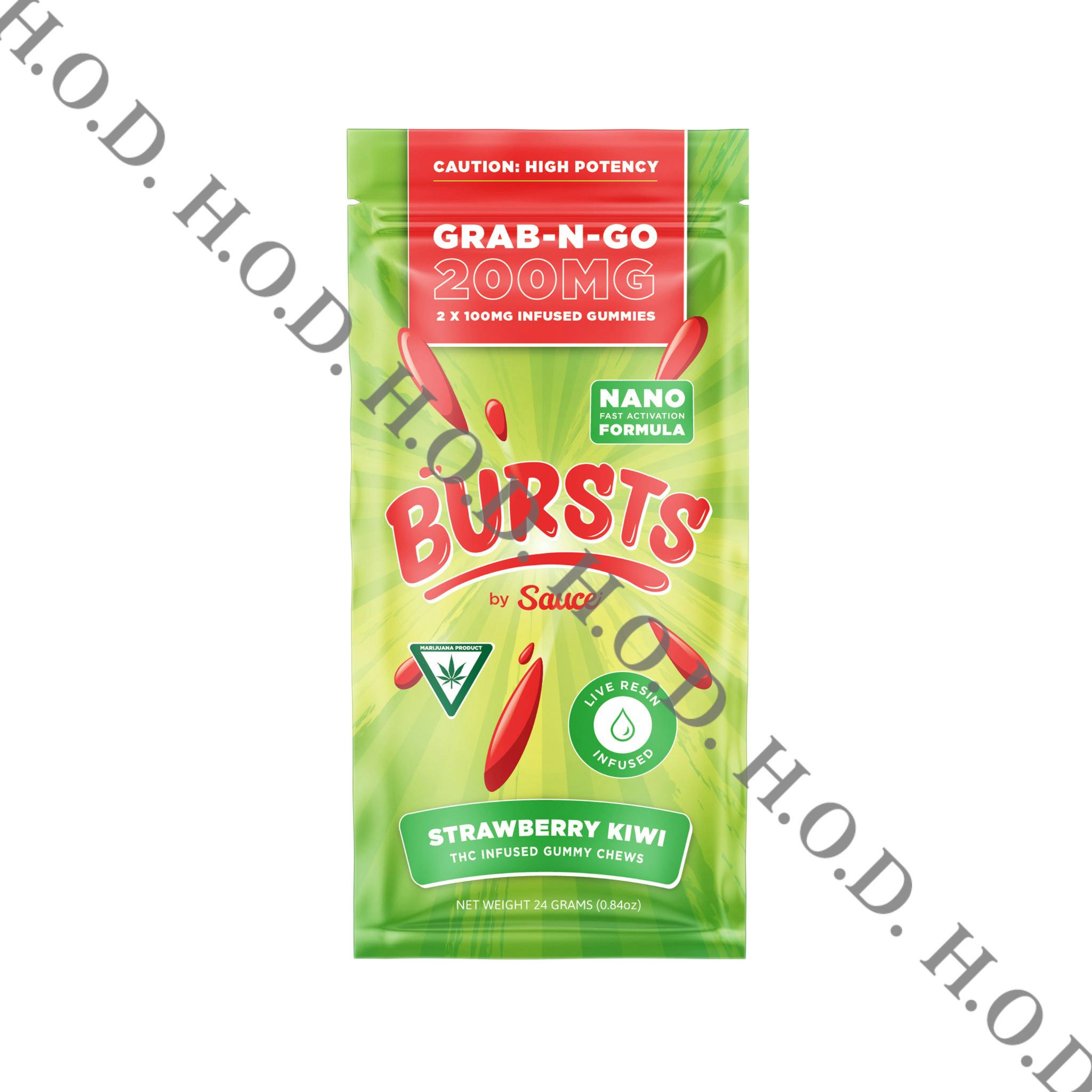 Sauce Essentials Bursts Strawberry Kiwi Live Resin Gummies