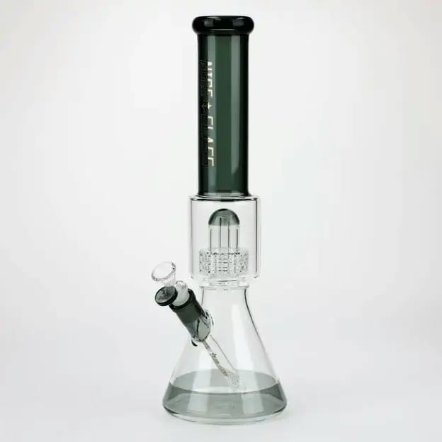 1123Y - Smokey Grey 16" Nice Glass Large Stereo Matrix Perc Beaker