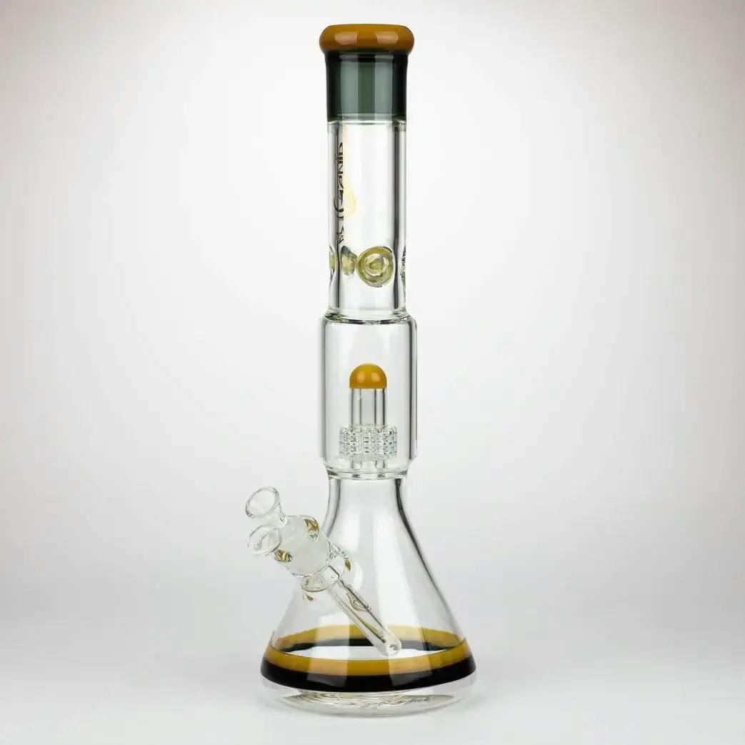 1719 - GOLD 17" GENIE | Shower Head Percolator 7mm Glass Water Bong