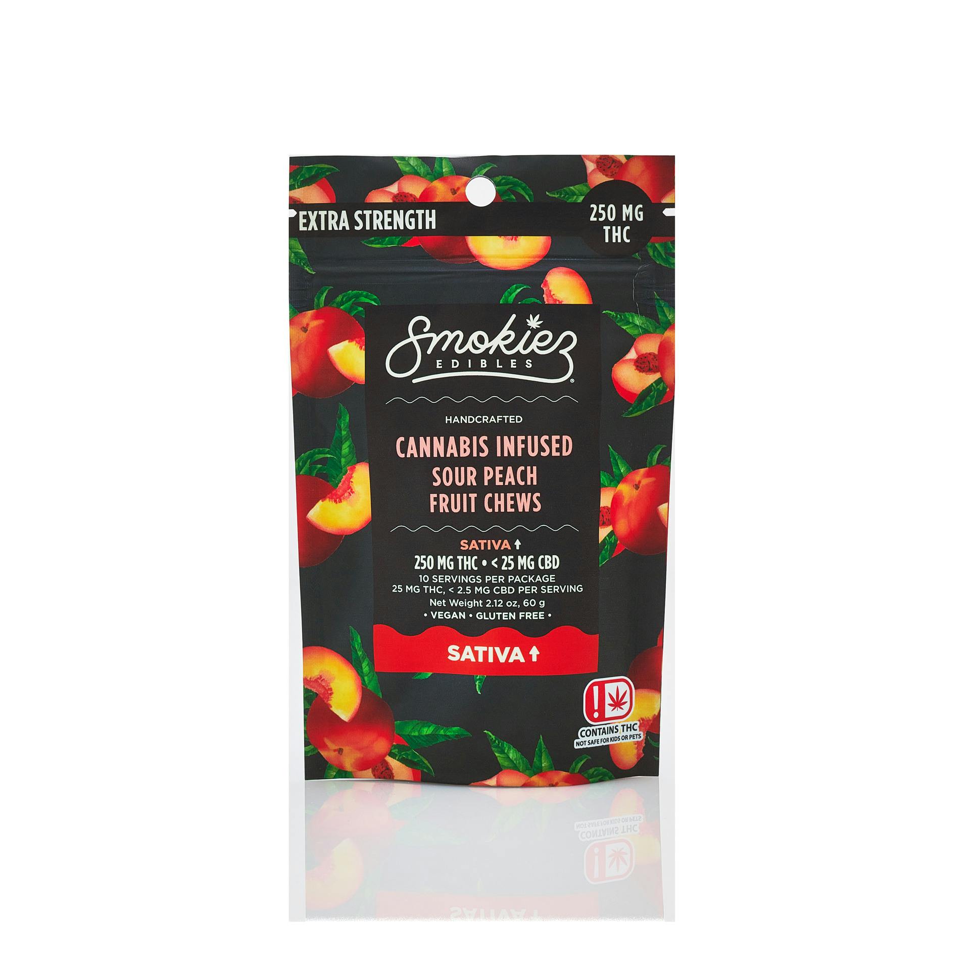 250mg Sour Peach | Sativa Fruit Chews - Smokiez Edibles