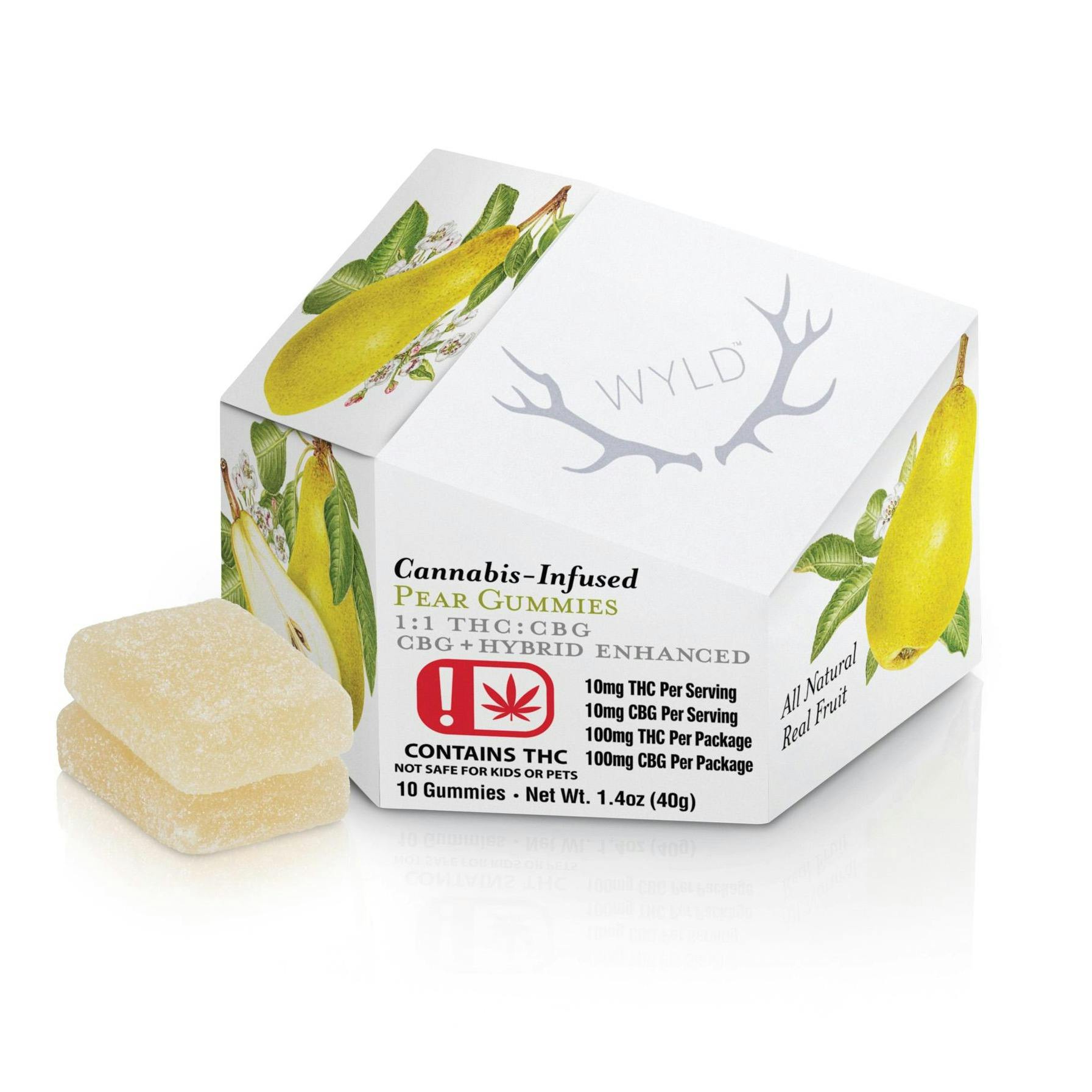 100mg Pear Gummies | 1:1 | THC:CBG | Wyld Gummies