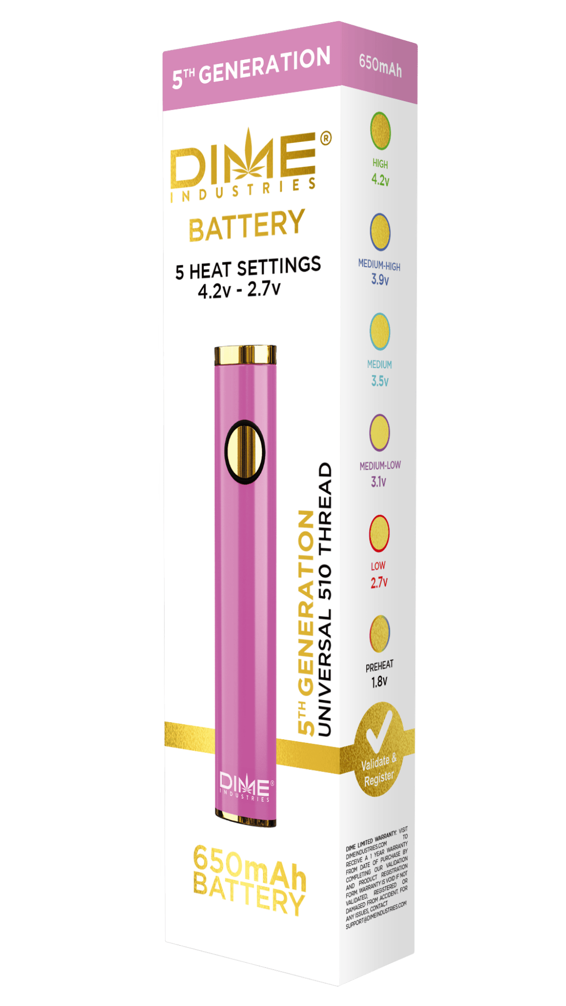 Dime Industries Pink Battery