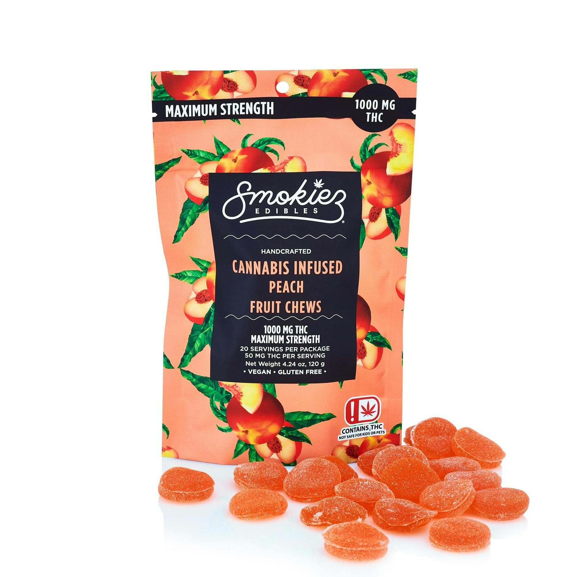 1000mg Sweet Peach Fruit Chews | Smokiez
