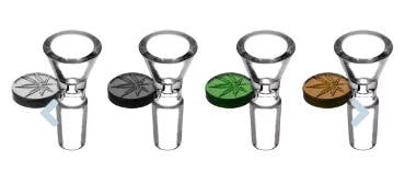 Bowl w/ Embossed Leaf Tab | 14mm M | Colors Vary
