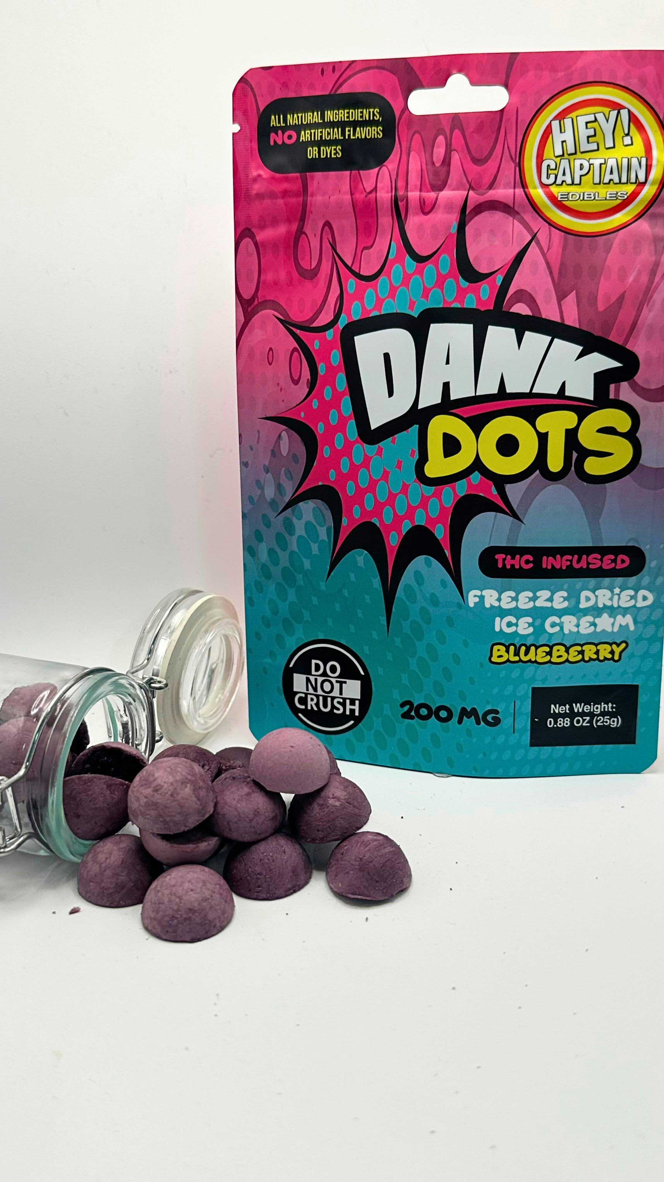 Hey Captain | Dank Dots Blueberry Freeze Dried Ice Cream | Candy