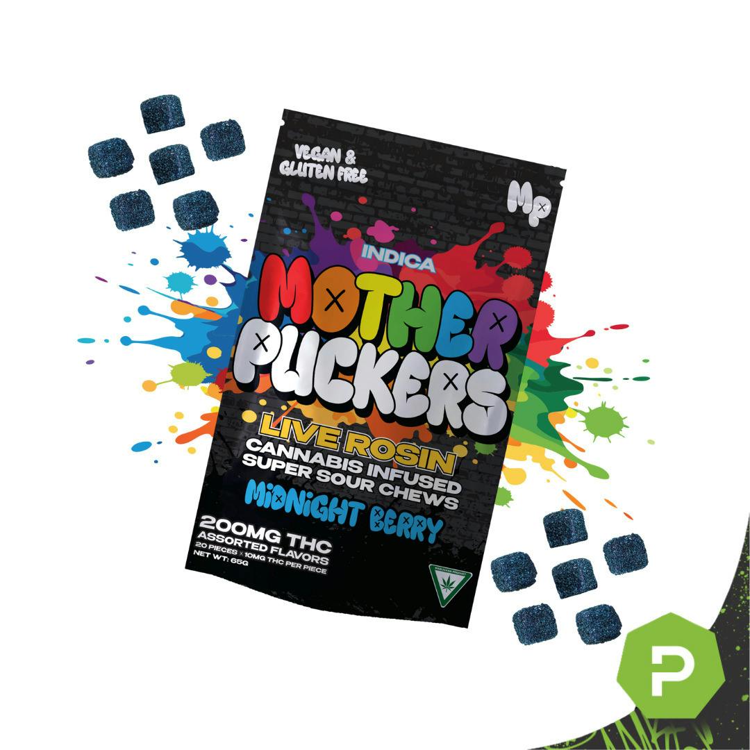 Mother Puckers | 200mg Live Rosin Gummies | Midnight Berry