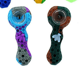 4.25" Silicone Honeycomb Pipe w/ Glass Bowl and Dabber