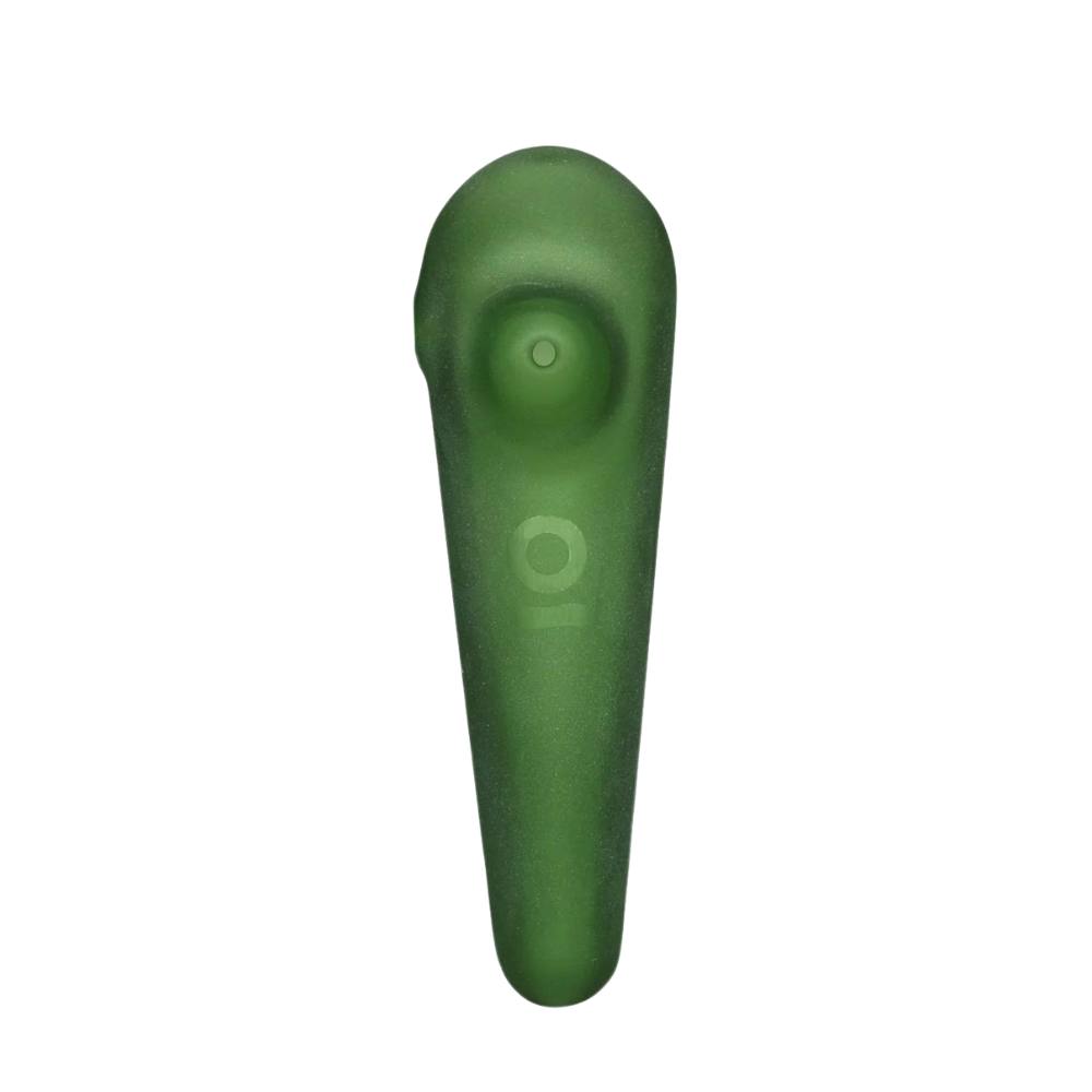 Frosted Teardrop Spoon Pipe - 4" - Green