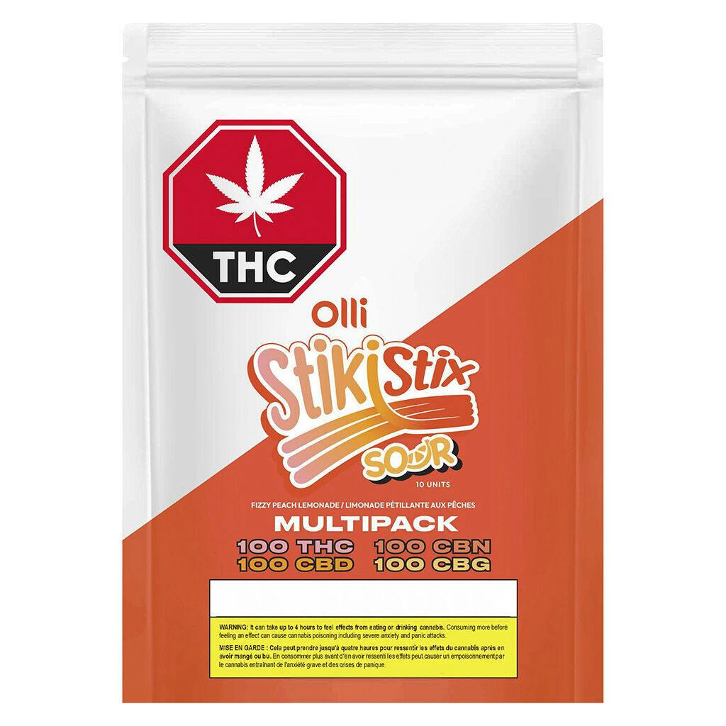 100 THC CBG CBN CBD Multipack Sour Fizzy Peach Lemonade - 10x1 Pack