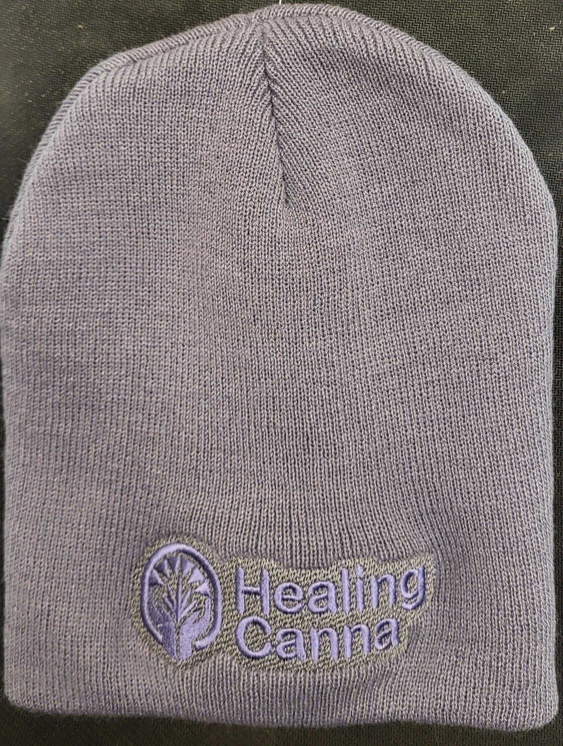 Healing Canna Beanie - Gray/Purple