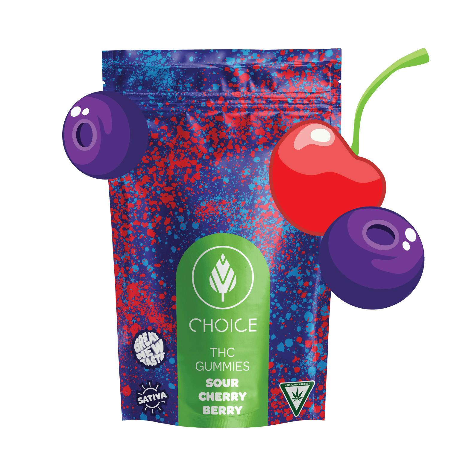 Choice - 200mg Gummies - Super Sour Cherry Berry (Sativa)