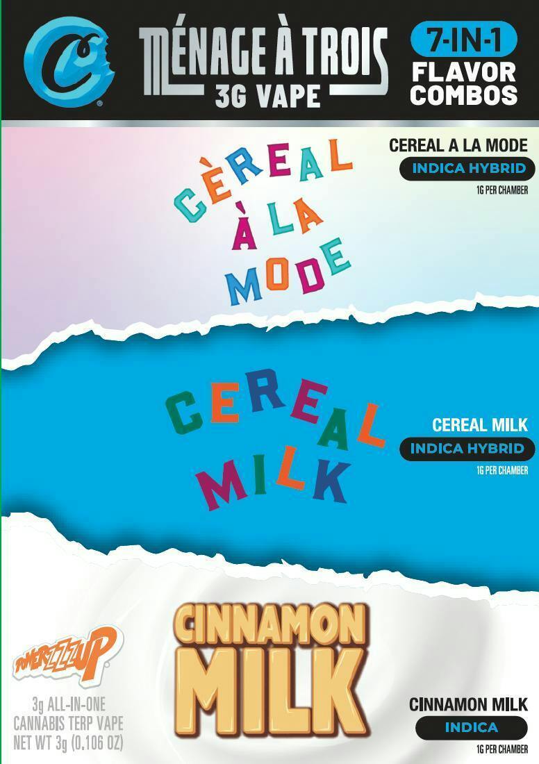 Cookies - 3g Triple Chamber Disposable Vape - Cereal a la Mode x Cereal Milk x Cinnamon Milk