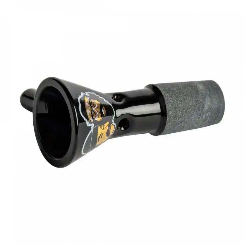 Cheech & Chong Glass 14mm Pull-Out W/Gold Foil Heads Logo - Black