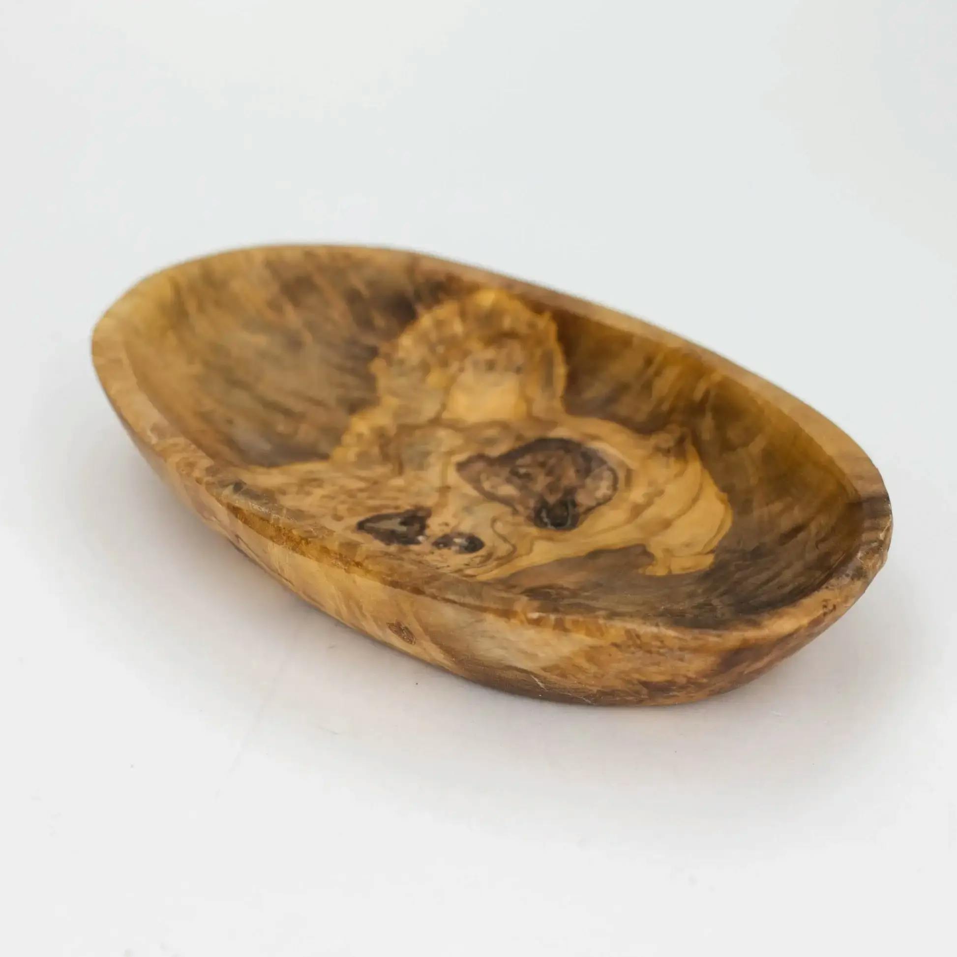OLIVE WOOD OVAL ROLLING TRAY