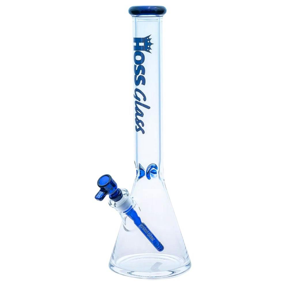 18" 7mm Hoss Glass Colored Rim Beaker - Blue