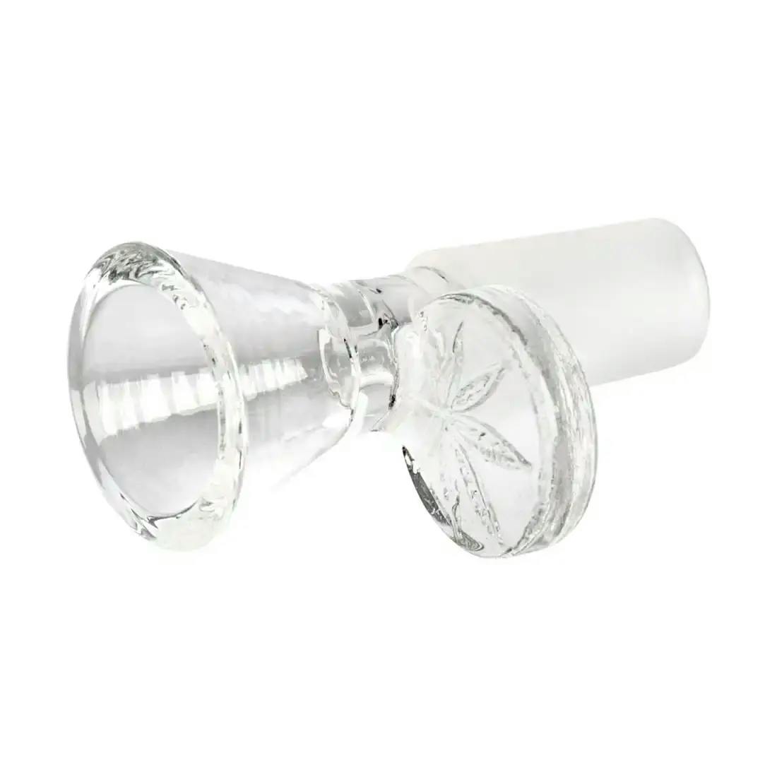 Red Eye Glass 14mm Glass-On-Glass Cone Pull-Out W/Leaf Stamped Handle - Clear