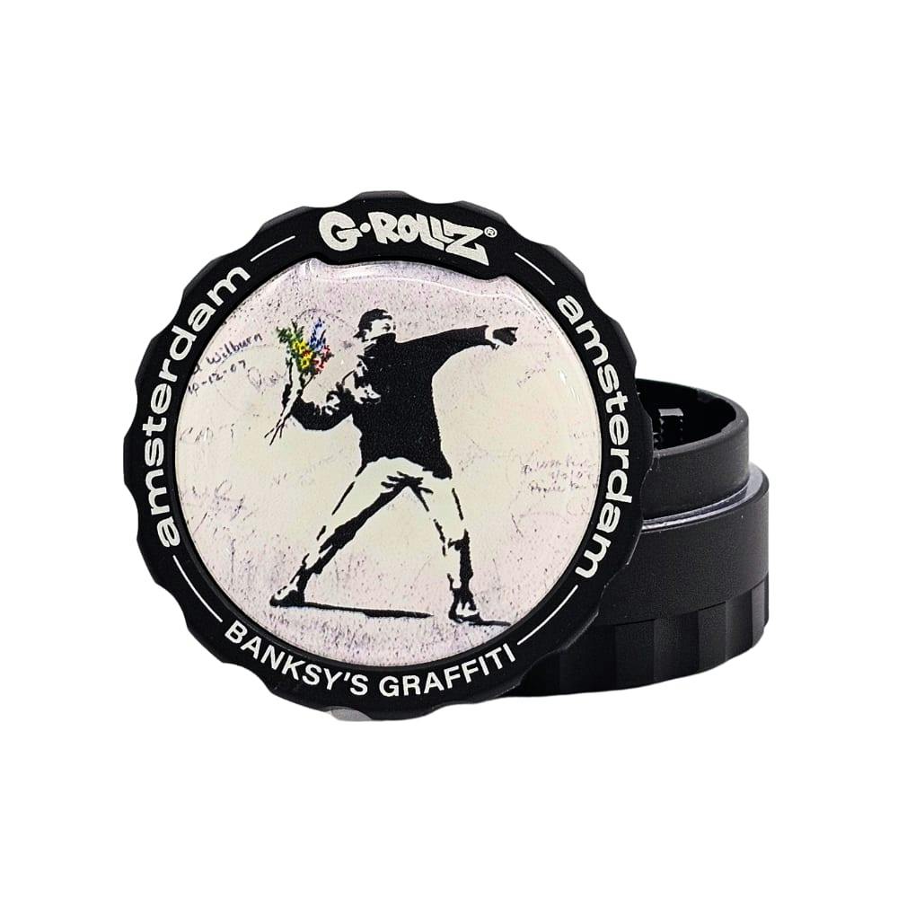 G-Rollz Banksy Graffiti 'Flower Thrower' 53mm 3pc Metal Grinder