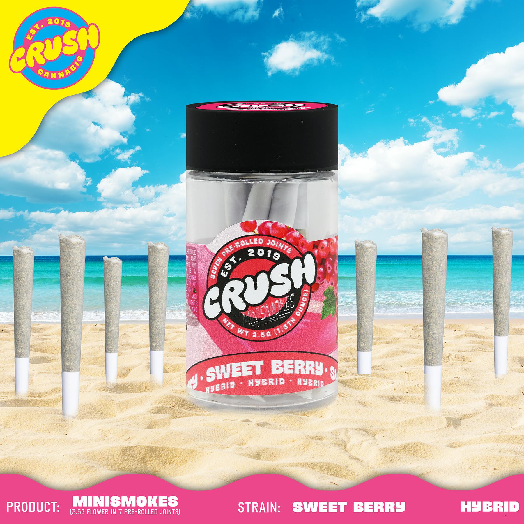 Sweet Berry Hybrid Crush Cannabis Mini Smokes - 3.5 g - 7 Pack