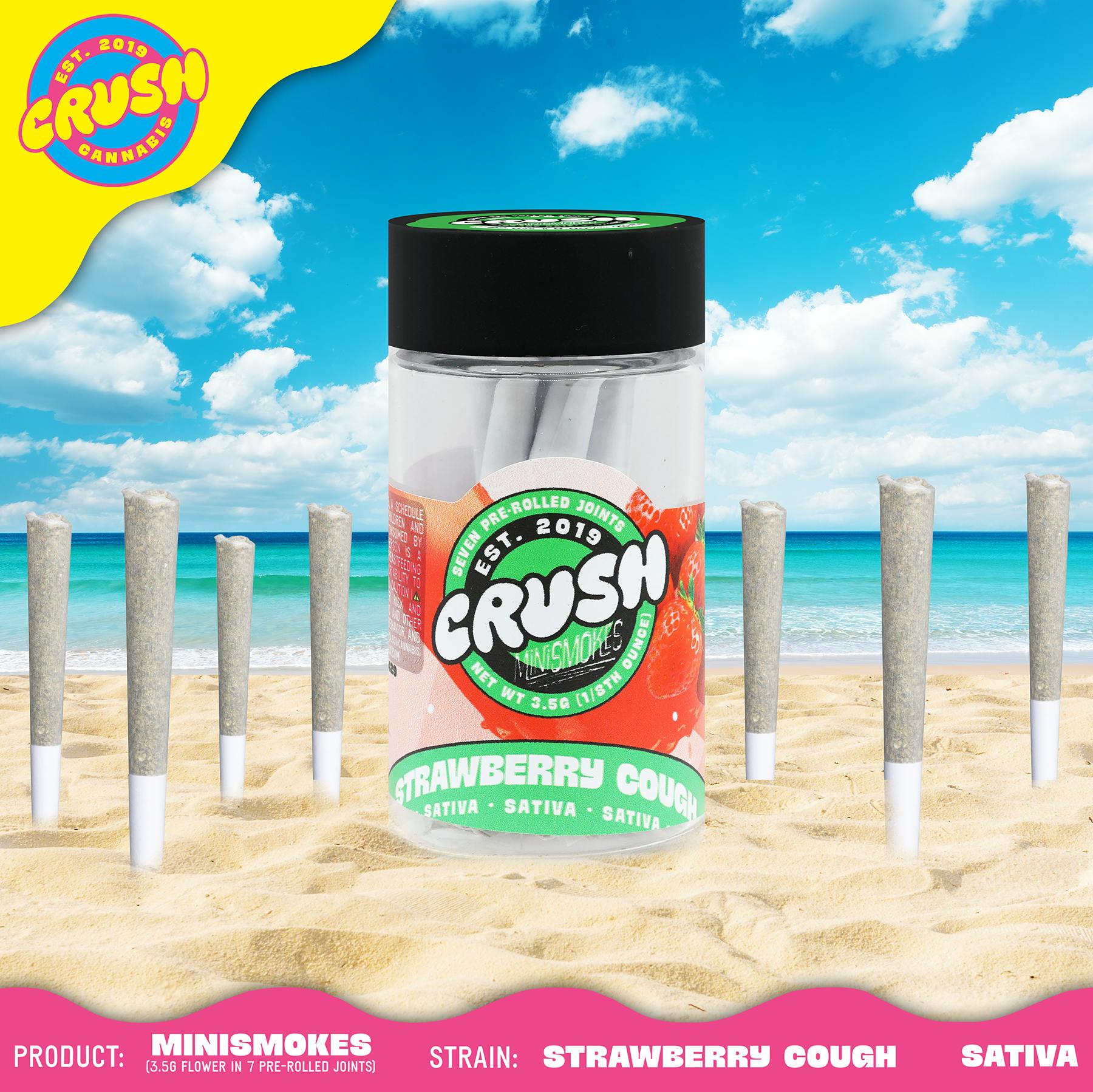 Strawberry Cough Sativa Crush Cannabis Mini Smokes - 3.5 g - 7 Pack