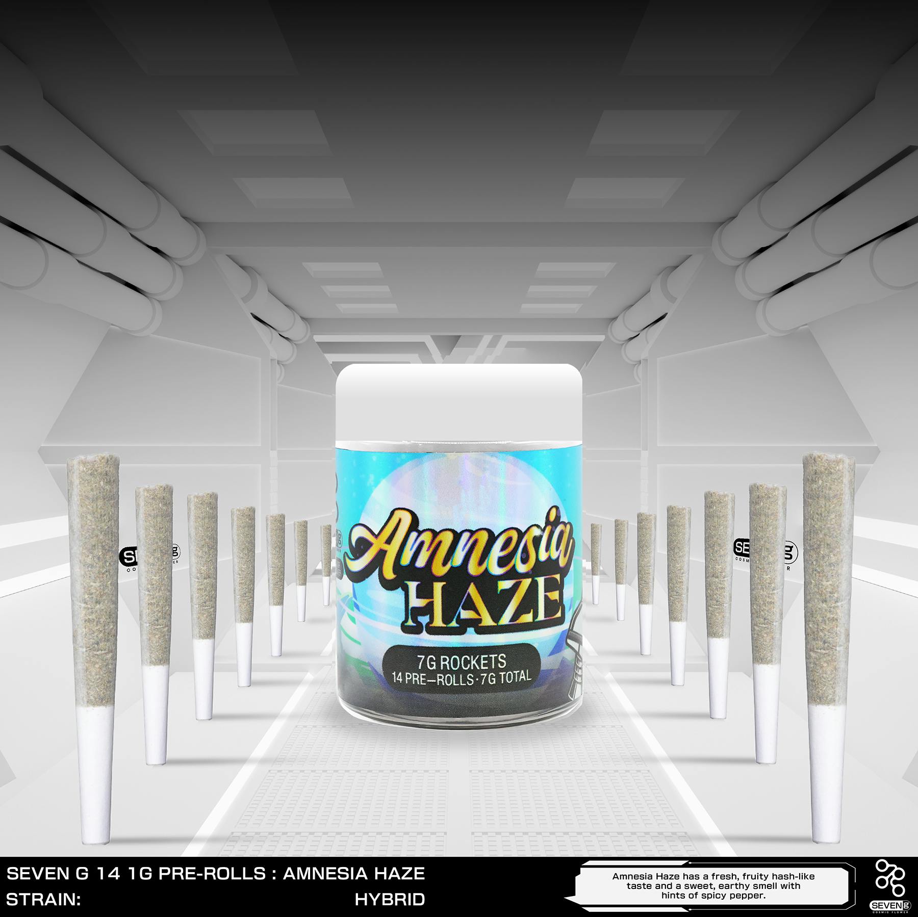 AMNESIA HAZE HYBRID ROCKETS BY SEVEN G 14 JOINTS - 7 G - 14 PACK - 7 g