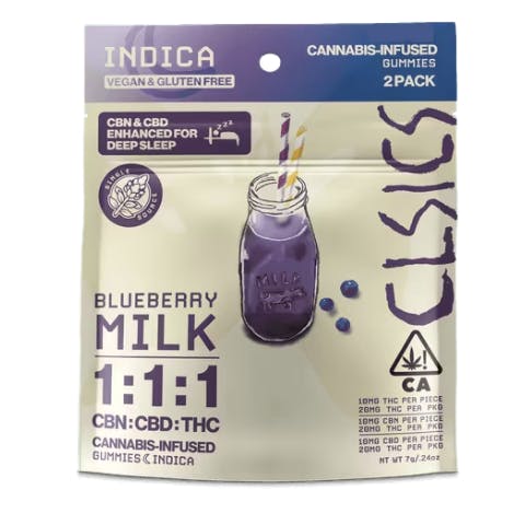 CLSICS - Blueberry Milk - CBN/CBD/THC - Gummies - Live Rosin Infused - 100mg - 10pk