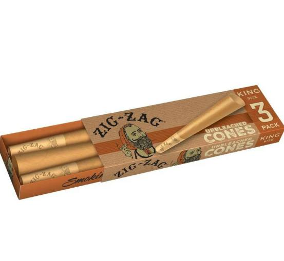 Zig Zag - Unbleached - Cones - King Size - 3pk