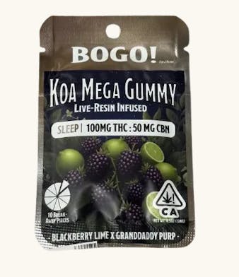 KOA - Blackberry Lime x Granddaddy Purp: Mega Gummy 100mg:50mg CBN