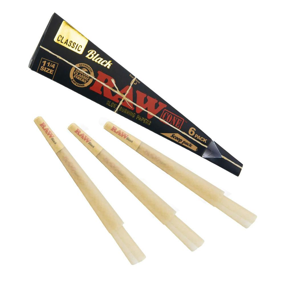 Black Classic Cones 1 1/4 [6pk] | RAW - RAW Cones