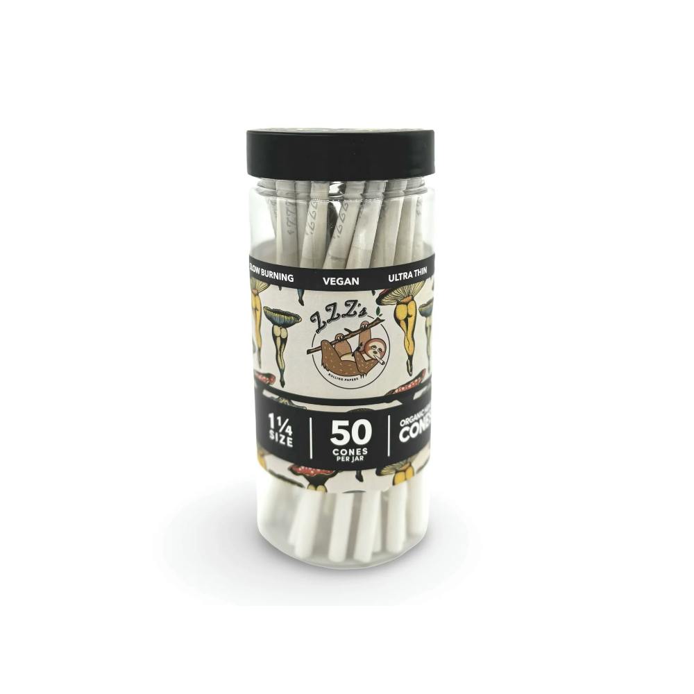 "Shroom Booties" by Ceci Granata Organic Hemp 1 1/4" Cones Jar [50pk] | ZZZ's - Pre-Rolled Cones
